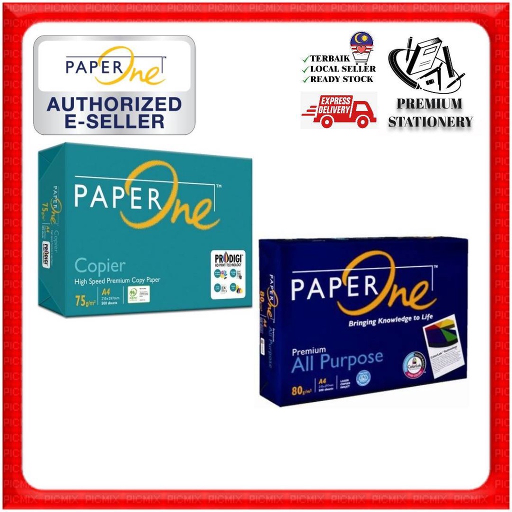 PREMIUM PaperOne A4 Paper 500 แผ่น 75Gsm / 80Gsm / Kertas A4 500 Helai 75Gsm / 80Gsm