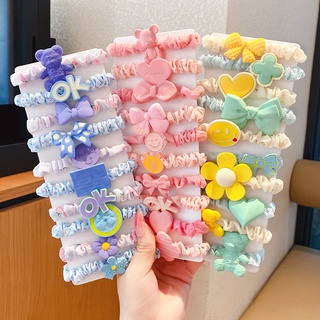 5 ชิ้น / เซต เด็กผู้หญิง น่ารัก การ์ตูน ไนลอน Scrunchie หางม้า ที่รัดผม ยางรัดผม