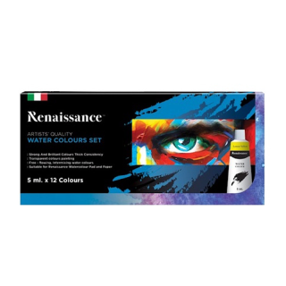 Renaissance ชุดสีน้ำและสีอะคริลิค เรนาซองซ์ 12 สี ขนาด 5ml. สีน้ำ เนื้อสีสวย ละเอียด สีสด