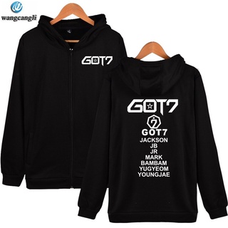 Hnbn เสื้อกันหนาว มีฮู้ด มีซิป พลัสไซซ์ ลาย Kpop Got7 Member Name Supportive Zipper Got 7 สําหรับผู้ชาย ของขวัญวันเกิด LJ