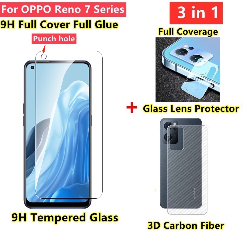 ฟิล์มกระจก OPPO Reno7 Pro 5G ฟิล์มกระจกนิรภัย OPPO Reno 7Z 5G ฟิล์มหลังเคฟล่า ป้องกันหน้าจอ Reno6Z 5 6 5Gและเลนส์กล้อง สำหรับ