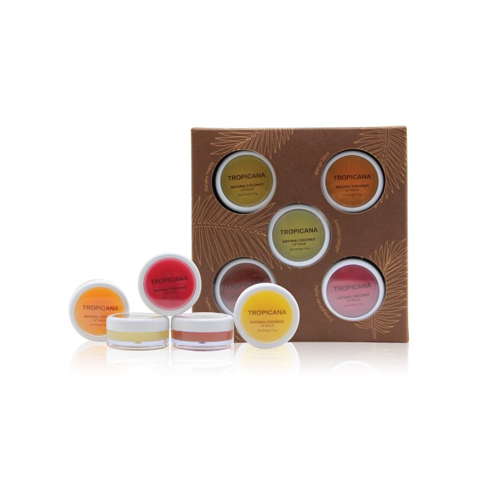 [Set] Tropicana | ทรอปิคานา เซ็ตลิปบาล์มน้ำมันมะพร้าว บำรุงริมฝีปาก 5กลิ่น