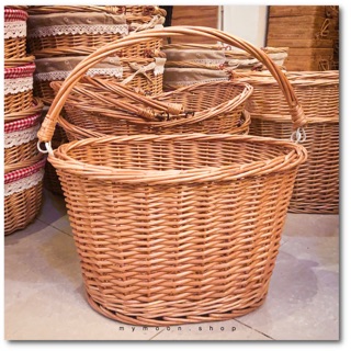 พร้อมส่ง Willow basket Size L หูหิ้วอันเดียวด้านกว้าง ไม่มีผ้า