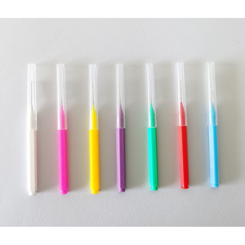 แปรงซอกฟัน 10 ชุด แปรงซอกฟัน ไม้จิ้มฟัน แท่งไหมขัดฟัน และแปรงดูแลจัดฟัน 7 สี