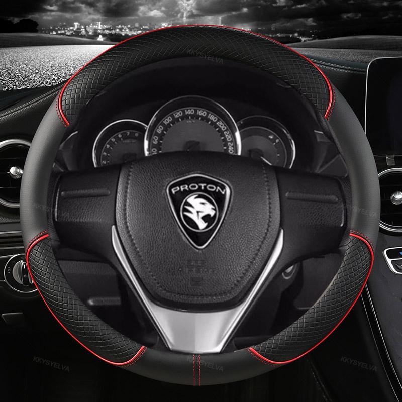 [ราคาโปรโมชั่น] Proton หุ้มพวงมาลัยหนัง Penutup Stereng เส้นผ่านศูนย์กลาง 38 ซม. Saga X70 X50 Persona Iriz Waja Wira