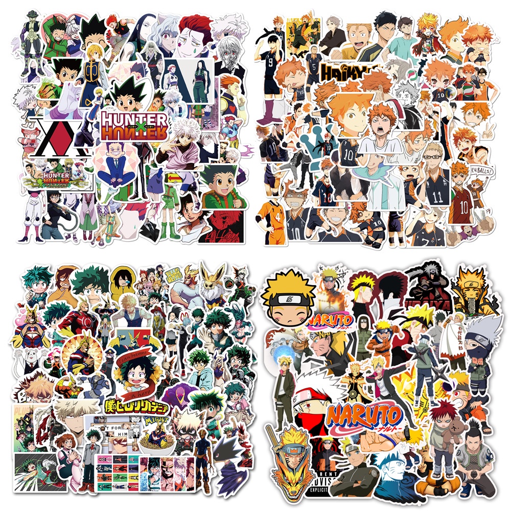 50/200pcs Anime Demon Slayer Haikyuu HUNTERxHUNTER NARUTO สติกเกอร์กันน้ํา Pvc สเก็ตบอร์ดกระเป๋าเดิน