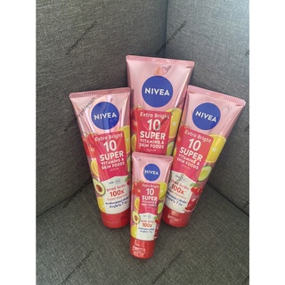 [ของแท้/พร้อมส่ง/ฉลากไทย] NIVEA Extra Bright 10 Super Vitamins &amp; Skin Food นีเวีย เอ็กซ์ตร้า ไบรท์ (70,180,320 มล.)