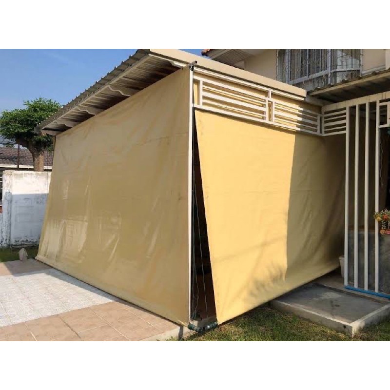 ผ้าใบกันสาด(ผ้าใบแท้เบอร์9000แบบชักรอกกึ่งสำเร็จรูปหนา0.50มม.)