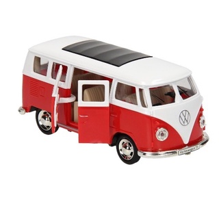 โมเดลรถ แบรนด์ WELLY No.2295SG Volkswagen T1 Classic Bus Red ปี 1963 อัตราส่วน1:24 จำลองเหมือนจริง โมเดลรถตู้โฟล์ค