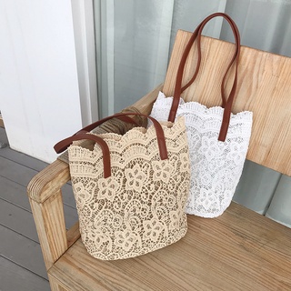 &lt;3 colors stock&gt;Chic women lace shoulder bag travel beach bags eco-friendly woven tote bag