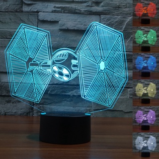 โคมไฟตั้งโต๊ะ LED รูป Star Wars 3D ไล่โทนสี 7 สี ชาร์จ USB