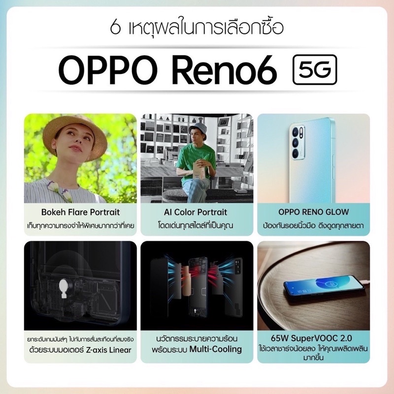 New OPPO Reno6 5G (8128) กล้องหลัง AI 64MP MediaTek Dimensity 900 ...