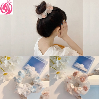 【xijing3-cod】Sweet and Romantic Pink Blue Embroidered Flower Hair Circle Organza Large Circle Hair Rope Sweet Girl Hair Accessories