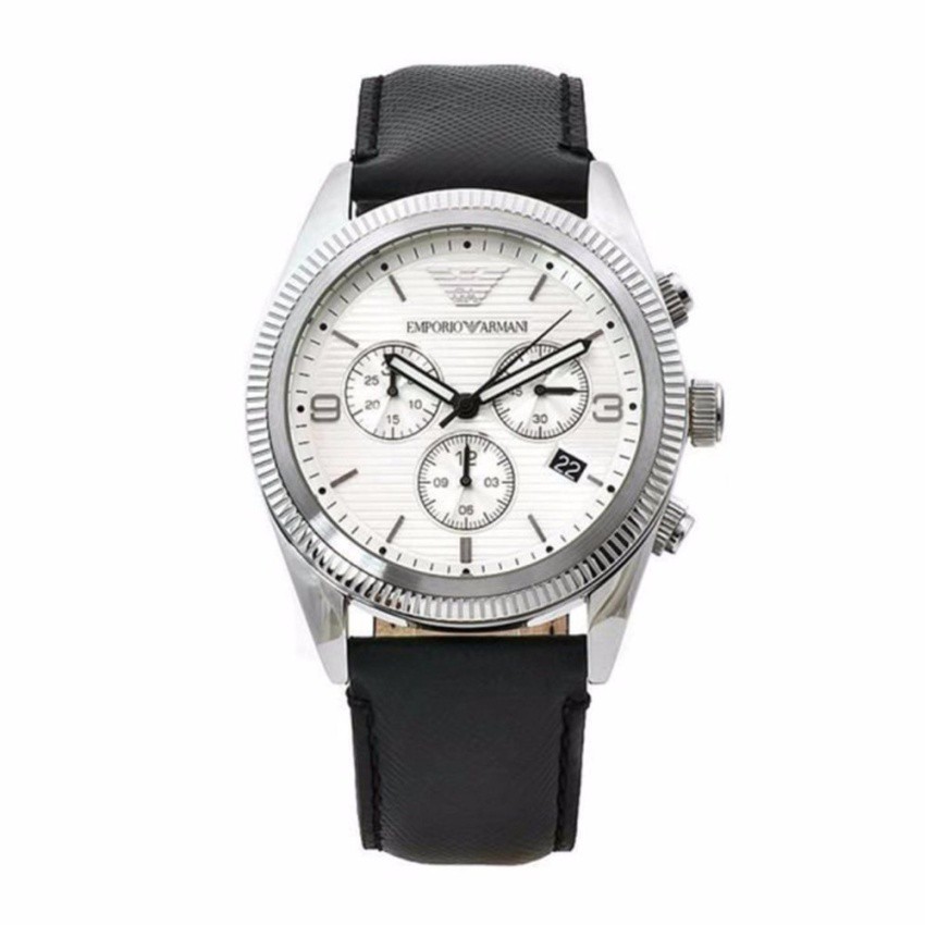 Emporio Armani นาฬิกาข้อมือผู้ชาย สีดำ สายหนัง รุ่น AR5895