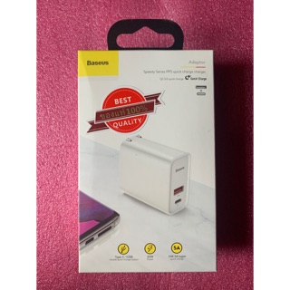 Baseus แท้💯%  หัวชาร์จ 2 in 1 รองรับทั้ง USB 3.0 และ USB-C  พร้อมกัน 30W/5A