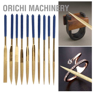 Orichi Machinery ชุดตะไบเพชร ไทเทเนียม ชุบไทเทเนียม ขนาดเล็ก 4X160 มม. สําหรับงานเหล็ก เซรามิก แก้ว 10 ชิ้น ต่อชุด