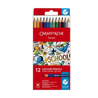 Caran d’ache(คารันดาช) ชุดสีไม้ระบายน้ำ รุ่น school line เกรดเริ่มต้น 12 สี (กล่องกระดาษ) #1290.712
