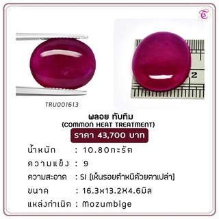 พลอยทับทิมหลังเบี้ย Ruby ขนาด 16.3x13.2x4.6 มม. พลอยแท้ มีใบรับรอง