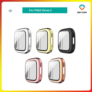 เคสสําหรับ Fitbit Versa 2 9H กระจกนิรภัย แบบเต็ม PC เคสป้องกันหน้าจอนาฬิกา Smart Watch อุปกรณ์เสริมฝาครอบ