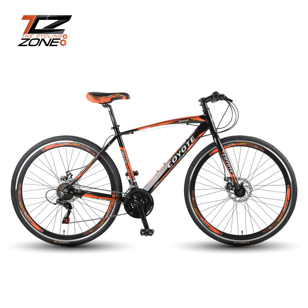 COYOTE จักรยานไฮบริด รุ่น GENDER 700c ตัวถัง อลูมิเนียม ไซส์ 49 ซม. เกียร์ SHIMANO 24 สปีด สีส้ม