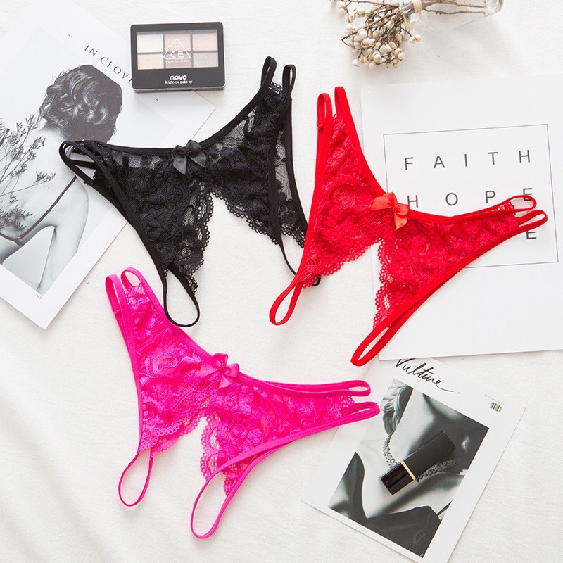 A-106  กางเกงในลูกไม้ เปิดหน้า-หลัง เว้าเอว ดูเซ็กซี่มาก พร้อมส่ง