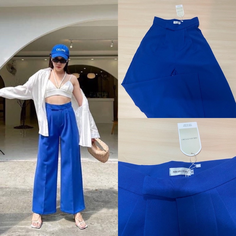 NEW WITH TAG กางเกงทรงขากระบอกใหญ่ เอวสูง งานป้าย Akara ซื้อมาไม่เคยใส่