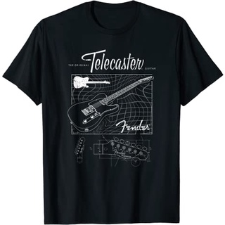 เสื้อยืดผ้าฝ้ายพรีเมี่ยม เสื้อยืด พิมพ์ลายโปสเตอร์ Fender The Original Telecaster Guitar Schematic สําหรับผู้ชาย