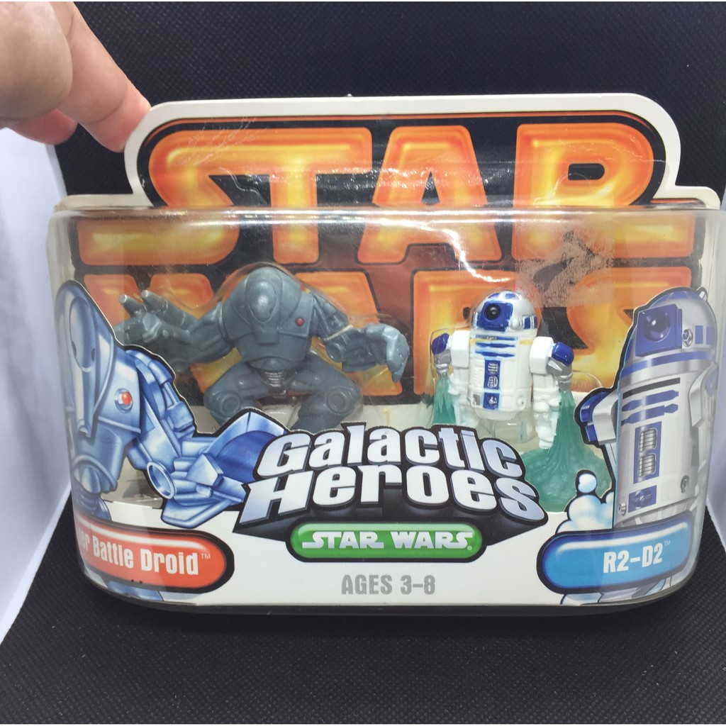 ฟิกเกอร์  หุ่นยนต์รบ สตาร์วอร์ Vintage Star Wars Galactic Heroes R2-D2 & SUPER BATTLE Droid Figure j