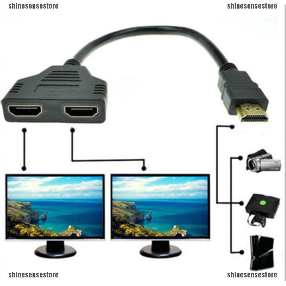 อะแดปเตอร์แปลงสายเคเบิ้ล 1080P HDMI Port Male to 2Female 1 In 2 Out Splitter