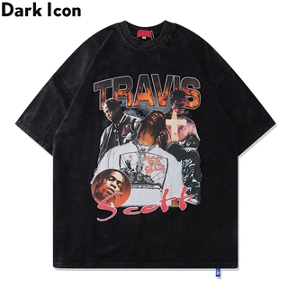 เสื้อยืดคอก ลมแขนสั้นพิมพ์ลาย Dark Icon Rapper สําหรับผู้ชาย