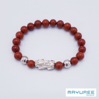 สร้อยข้อมือหินคาร์เนเลียน ( Carnelian) ขนาด 8 มิล ปี่เซียะและลูกปัดเงินแท้ 92.5% นำเข้าจากฮ่องกง