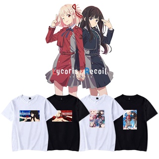 เสื้อยืดคอสเพลย์ การ์ตูนอนิเมะ Lycoris Recoil Chisato Nishikigi Takina Inoue Kurumi Mizuki Nakahara แฟชั่นฤดูร้อน