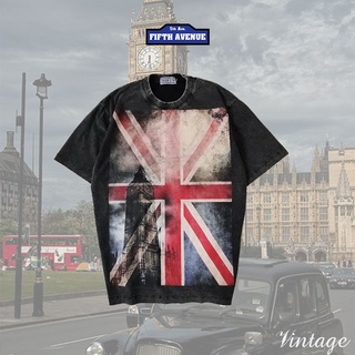 England Flag เสื้อยืดงานฟอกสกรีนสไตล์วินเทจ