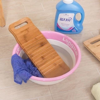 BACK2LIFEK Washboard ซักมือที่เป็นมิตรกับสิ่งแวดล้อม ไม้ไผ่กันลื่น กระดานซักผ้าที่ทนทานแบบพกพา