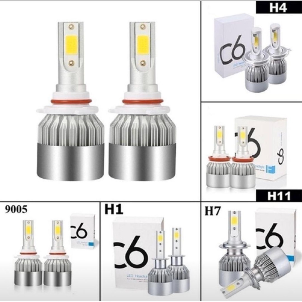 C6 ไฟหน้า LED H1 H3 H4 H7 H11 9005 9006 หมอกหลอดไฟหมอกหมอก H7 2pcs ex5 kriss110 myvi y15 lc135 bezza