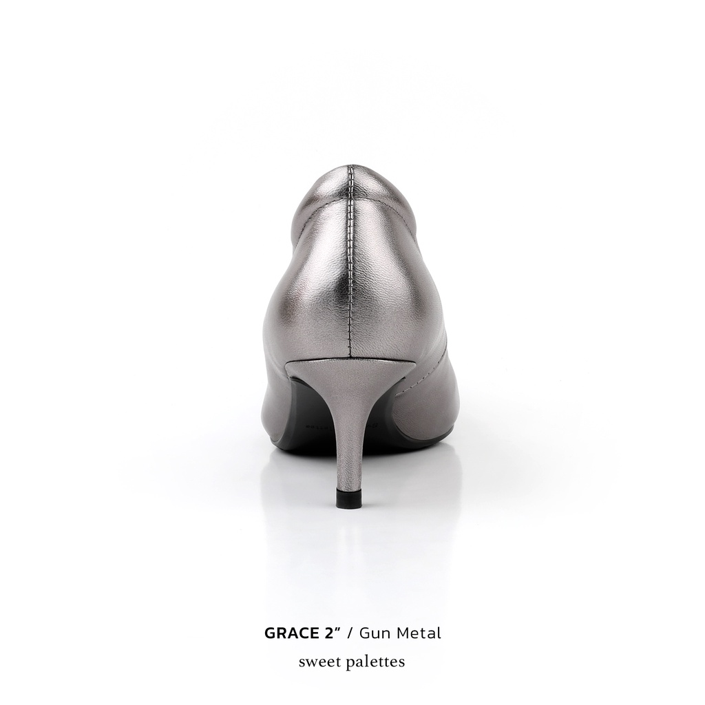 Sweet Palettes รองเท้าหนังแกะ Grace 2 inch Gun Metal
