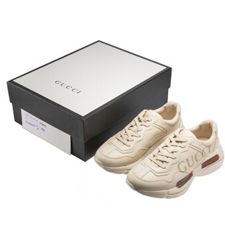 GUCCI ชุด Gucci Rhyton GUCCI โลโก้รองเท้าผ้าใบสีขาวรองเท้าเก่า 500877 DRW00 9522 40