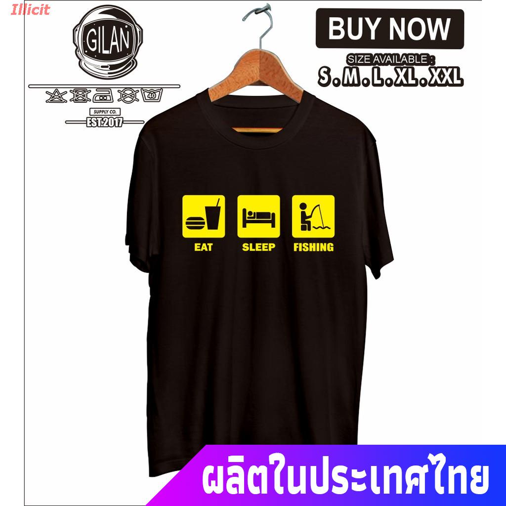 Illicit fishingเสื้อยืดแขนสั้น Distro Eat Sleep Fishing Repeat Mania Daiwa Shimano เสื้อยืดลําลองแขนสั้นเหมาะกับการเล่นก