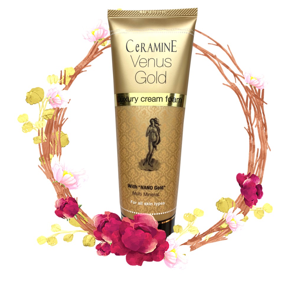CERAMINE VENUS GOLD CREAM FOAM เซอรามายน์ วีนัส โกลด์ ครีมโฟม [75g, 150g] – โฟมล้างหน้า เพื่อผิวสะอาด ชุ่มชื้น ลดริ้วรอย ราคา ถูกที่สุด ดีลบีเคเค แกลเลอรีภาพที่ 2