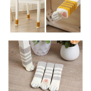 EZ✨ถุงเท้ารองขาเก้าอี้ลายอุ้งเท้าแมว ถุงเท้ารองขาโต๊ะ✨เนื้อผ้านิ่มยืดหยุนดี ลวดลายสวยงาม Cat Paw Chair Table Leg Socks