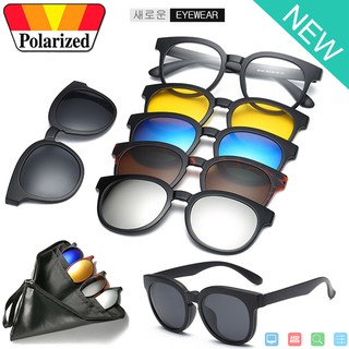 Polarized แว่นกันแดด คลิปออน แม่เหล็ก เปลี่ยนเลนส์ได้ 5 สี 5 แบบ รุ่น 9010 แว่นตา ทรงสปอร์ต วัสดุ PC ( เลนส์โพลาไรซ์ )