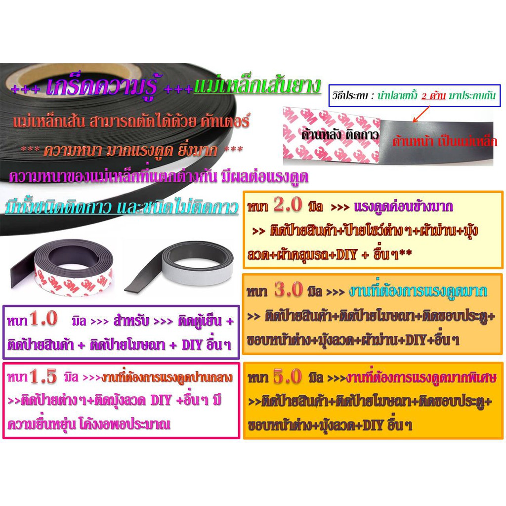 แม่เหล็กเส้นยาง ดูดได้ 2 ด้าน Strip 10 x 5 มิล
