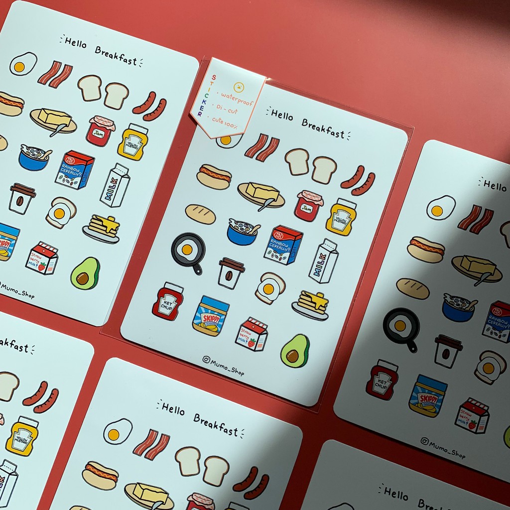 STICKER ⌗ hello breakfast สติกเกอร์ A6 ไดคัท