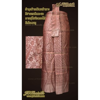 ผ้าถุงหน้านางสำเร็จ ลายสุโขทัยดอกไม้ สีเลือดหมู