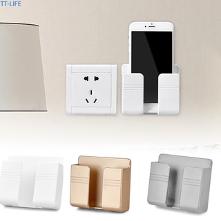 【TTLIFE】Wall Mount Phone Holder Adhesive Charging Stand Remote Control Storage Box for Bedroom Kitchen Bathroom