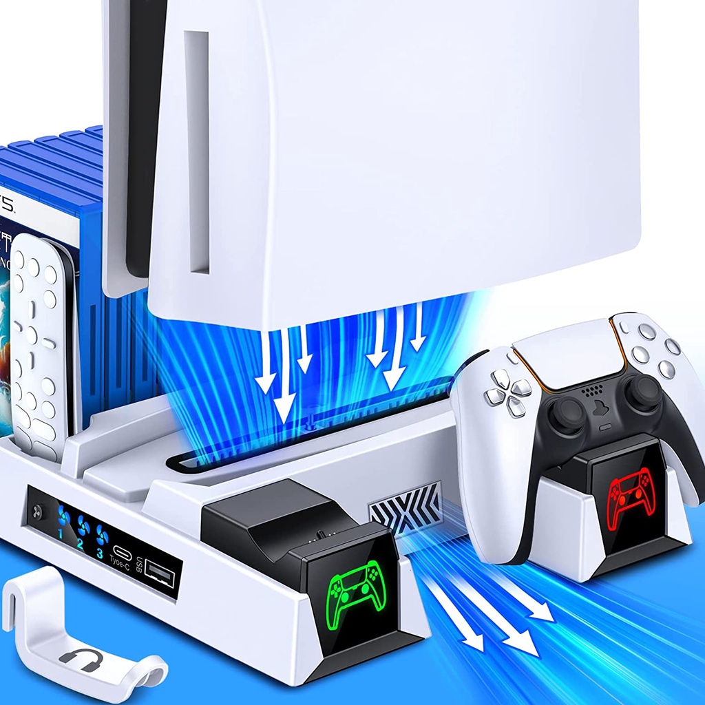 แท่นชาร์จ PS5 พร้อมตัวควบคุม และพัดลมระบายความร้อน 3 ความเร็ว สําหรับ Playstation 5 Console Digital Edition Disc Version