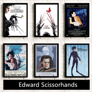 โปสเตอร์กระดาษคราฟท์ ลายภาพยนตร์ Edward Scissorhands HD Star สไตล์นอร์ดิก สําหรับตกแต่งผนังบ้าน บาร์เบอร์ ร้านค้า ห้อง