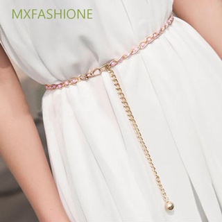 Mxfashione เข็มขัดคาดเอวแฟชั่นประดับไข่มุกสีทองหลากสีสําหรับผู้หญิง