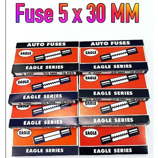 FUSE ฟิวส์แก้ว EAGLE 5x30MM ขนาด 5MM ยาว 30MM 250VAC กล่องละ 10 ตัว (ราคา ต่อ กล่อง) ยี่ห้อ EAGLE แท้