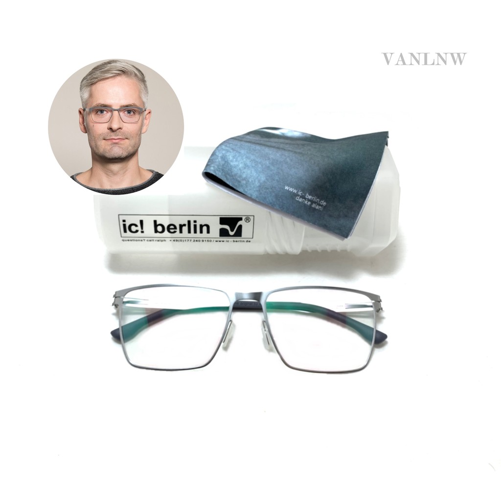 แว่นสายตา ic berlin Thomas a.chrome ขนาด 56-20 mm. สีเงิน + กล่องอุปกรณ์ครบเซ็ต แถมฟรี แป้นจมูกอีก 1 คู่ &lt;ส่งฟรี Kerry&gt;
